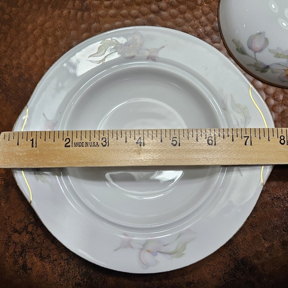 Epiag Pastelle Covered Butter Dish w INSERT Czech Porcelain Floral Gold Trim - Picture 5 of 8